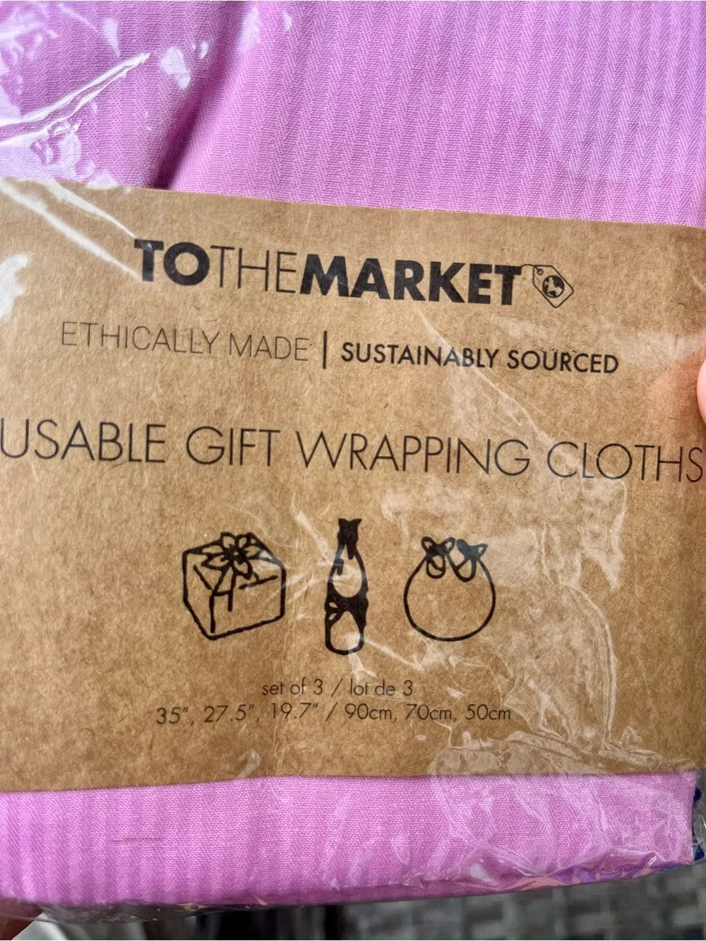 Set of 3 Fabric Gift Wraps in Solid Pink, Mint, Blue, Reusable & Ecological 🍃🍃🍃